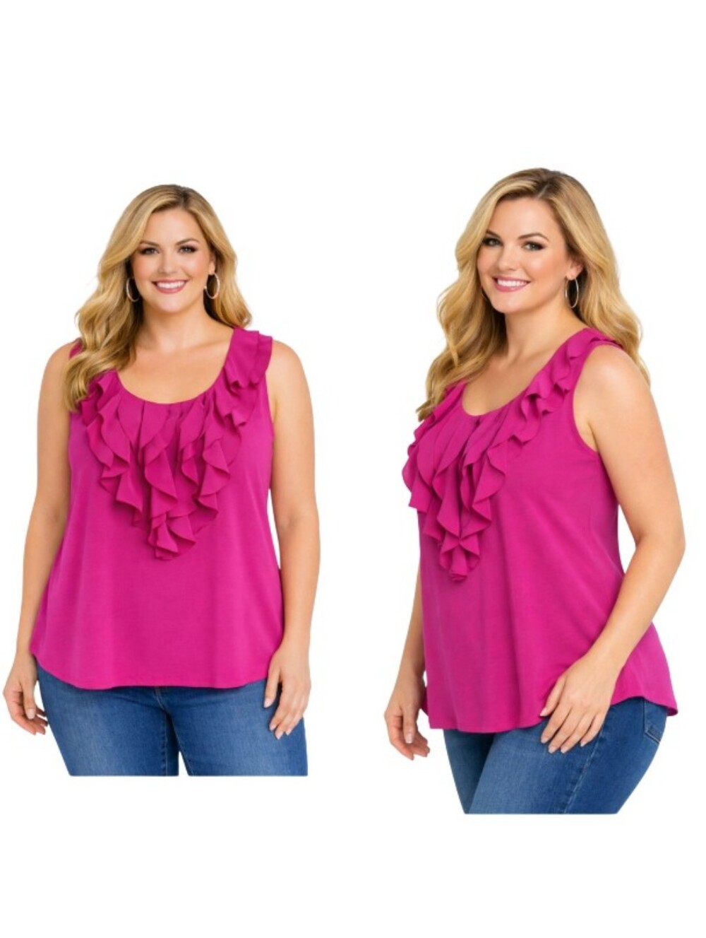 "Dressbarn" Women's (18/20) Very Pretty Pink Ruffled Top Like New!